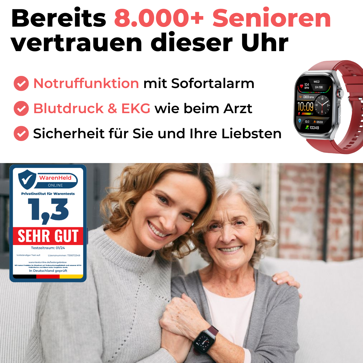 Cardanis Core  Notruf- & Gesundheitsuhr für Senioren
