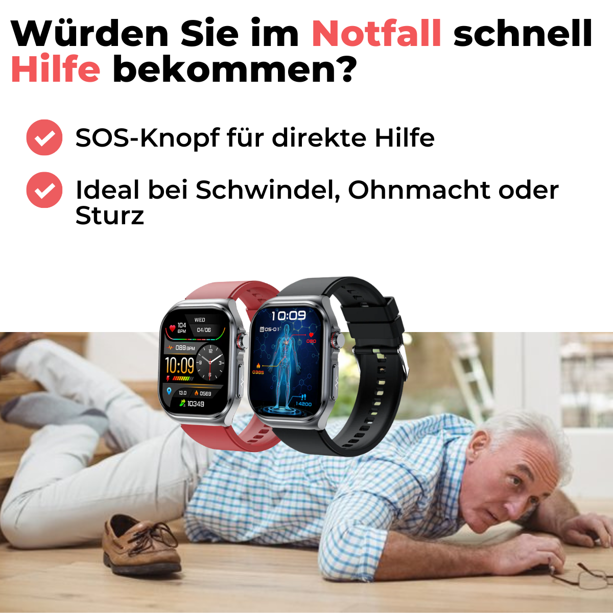 Cardanis Core  Notruf- & Gesundheitsuhr für Senioren